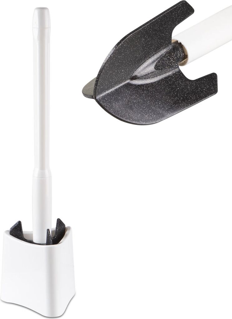 BEM Toinado WC-Bürste, Klobürste, Toilettenbürste mit Halter und Randreiniger für Bedezimmer, Bad und WC-Reiniger, befüllbarer Stiel mit Dosie...