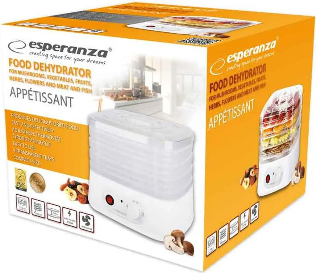 Esperanza EKD004 Essiccatore Funghi e Frutta: Offerta Piccoli Elettrodomestici - 3