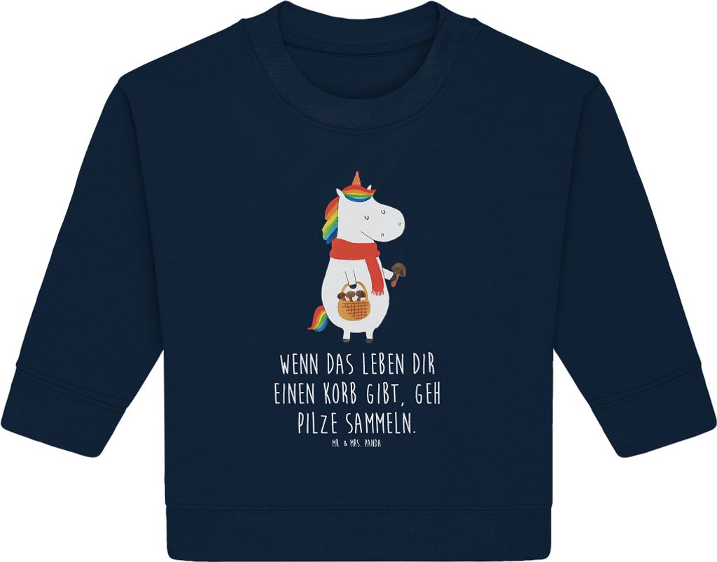 Mr. & Mrs. Panda Organic Baby Pullover Einhorn Pilz 12. - 18. Monat - French Navy - Geschenk, Pilze, Bullover, Einhörner, Unicorn, Motivation, Spruch
