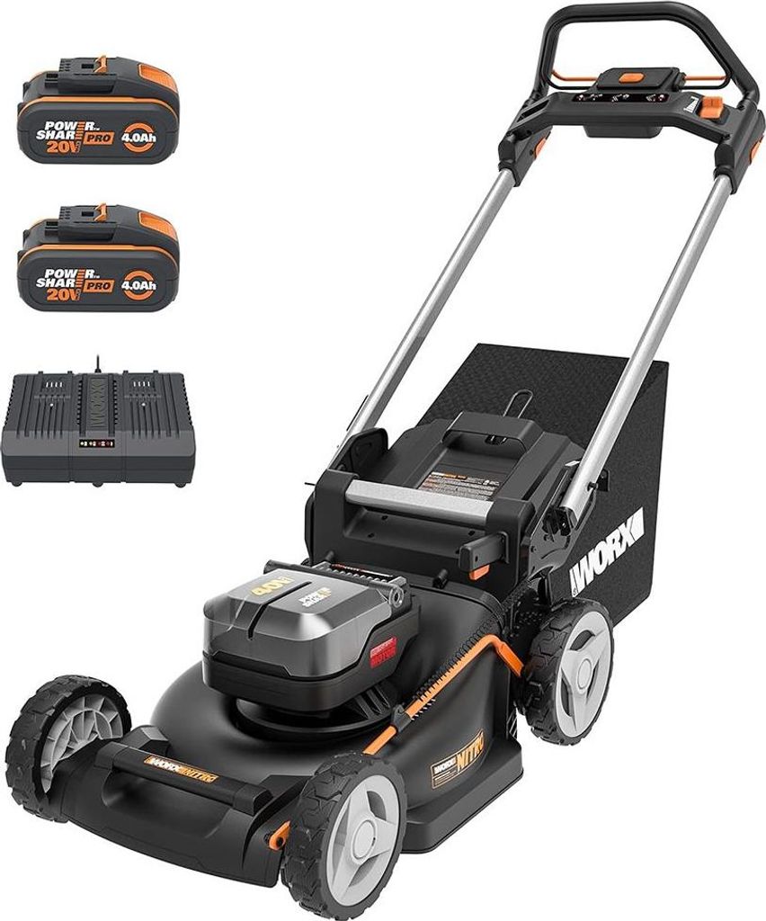 Worx Akku- Rasenmäher WG749E mit 2 x 4.0Ah Akkus und Produktbild 