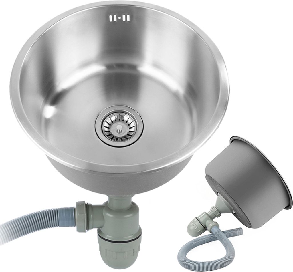 Edelstahl Rund Küchenspüle 41cm Ø Einbauspüle Spülbecken Produktbild 