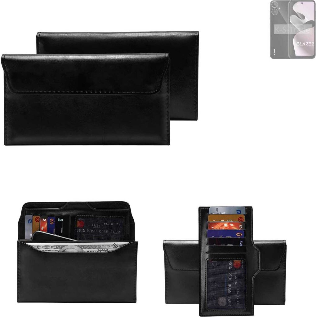K-S-Trade Handy Hülle kompatibel mit Lava Blaze 2 Schutz Hülle Tasche Schutz Case Handytasche Kunstleder schwarz, 1x