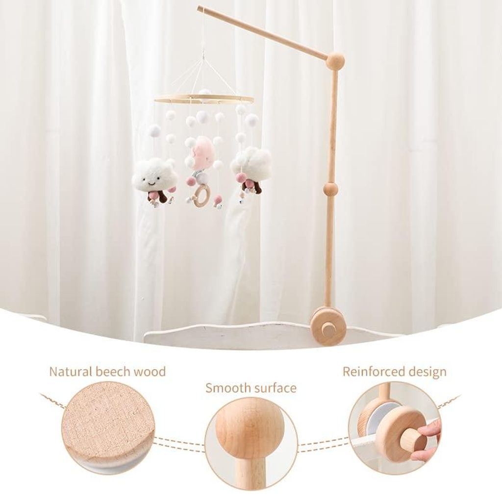Support mobile en bois pour lit bébé, support mobile pour Image du produit 