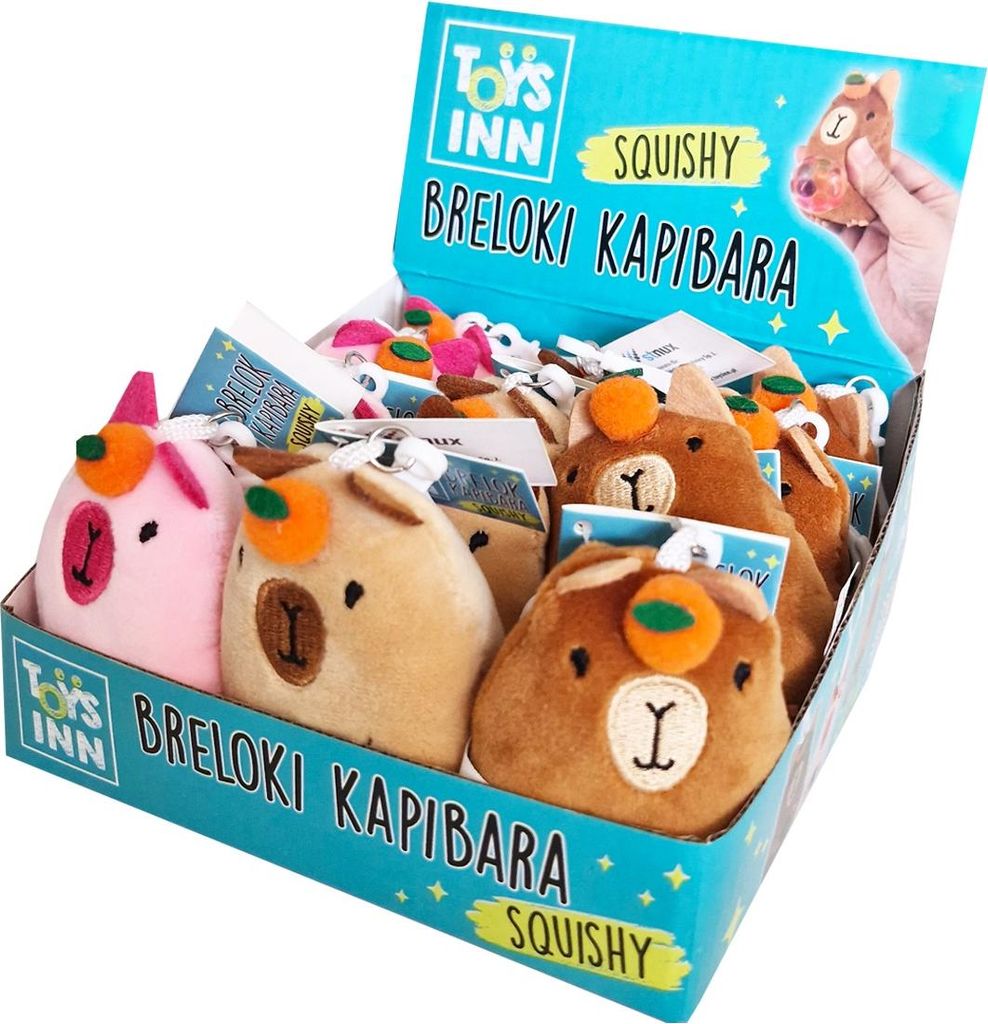 Display mit ToysInn-Schlüsselanhängern „Kapibara Squishy“ – verschiedene Designs, 12 Stück – Stnux