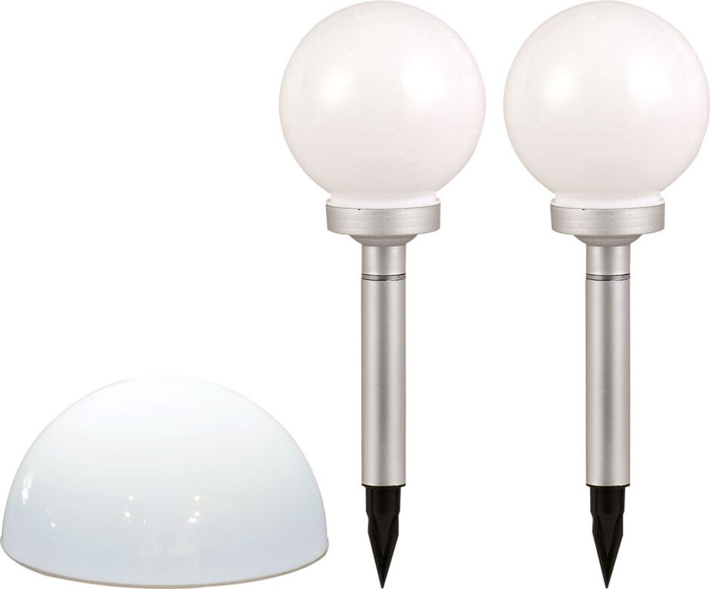 3er Set LED Solarleuchten in Kugel- und Halbkugel Design