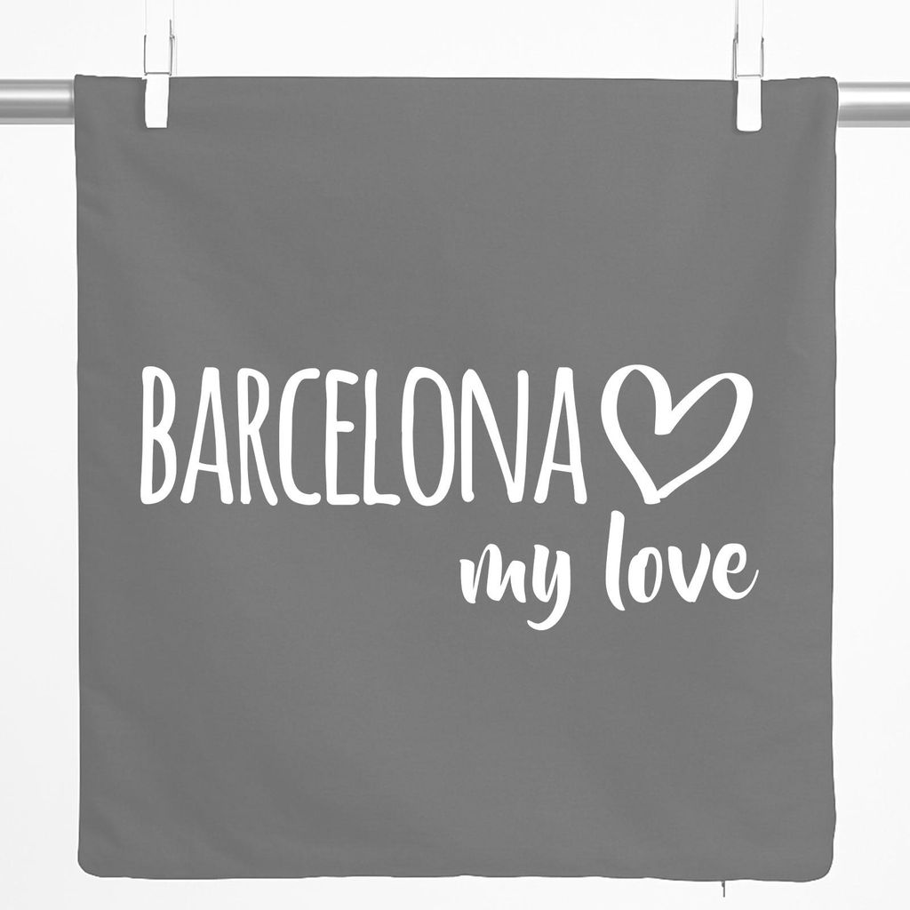 Huuraa Kissenbezug Barcelona my love 40x40cm Steel Grey Baumwolle Dekokissenbezug Geschenkidee