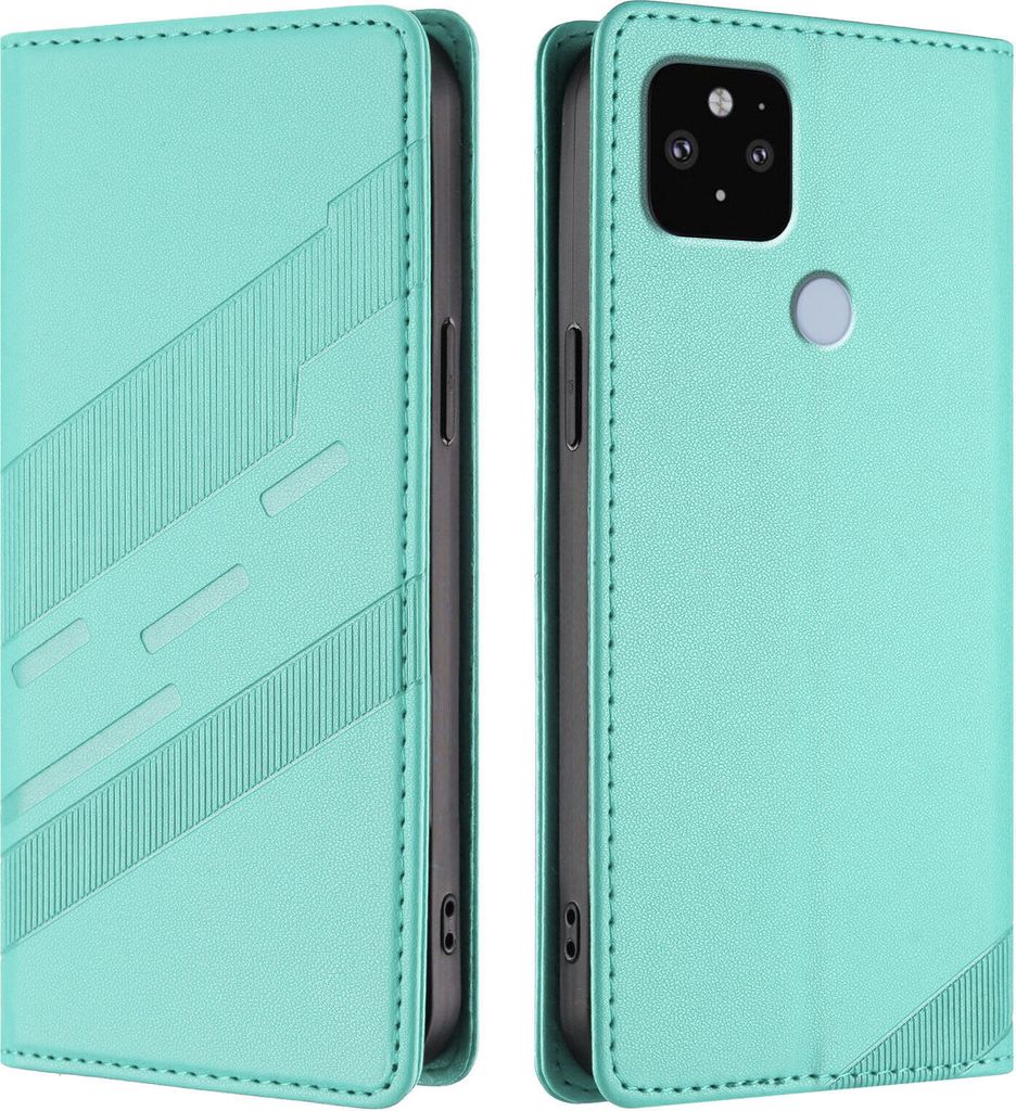 Hülle für Google Pixel 5 XL / Pixel 4A 5G, Kunstleder Brieftaschen Handyhülle mit Kartenfach und Standfunktion Türkis