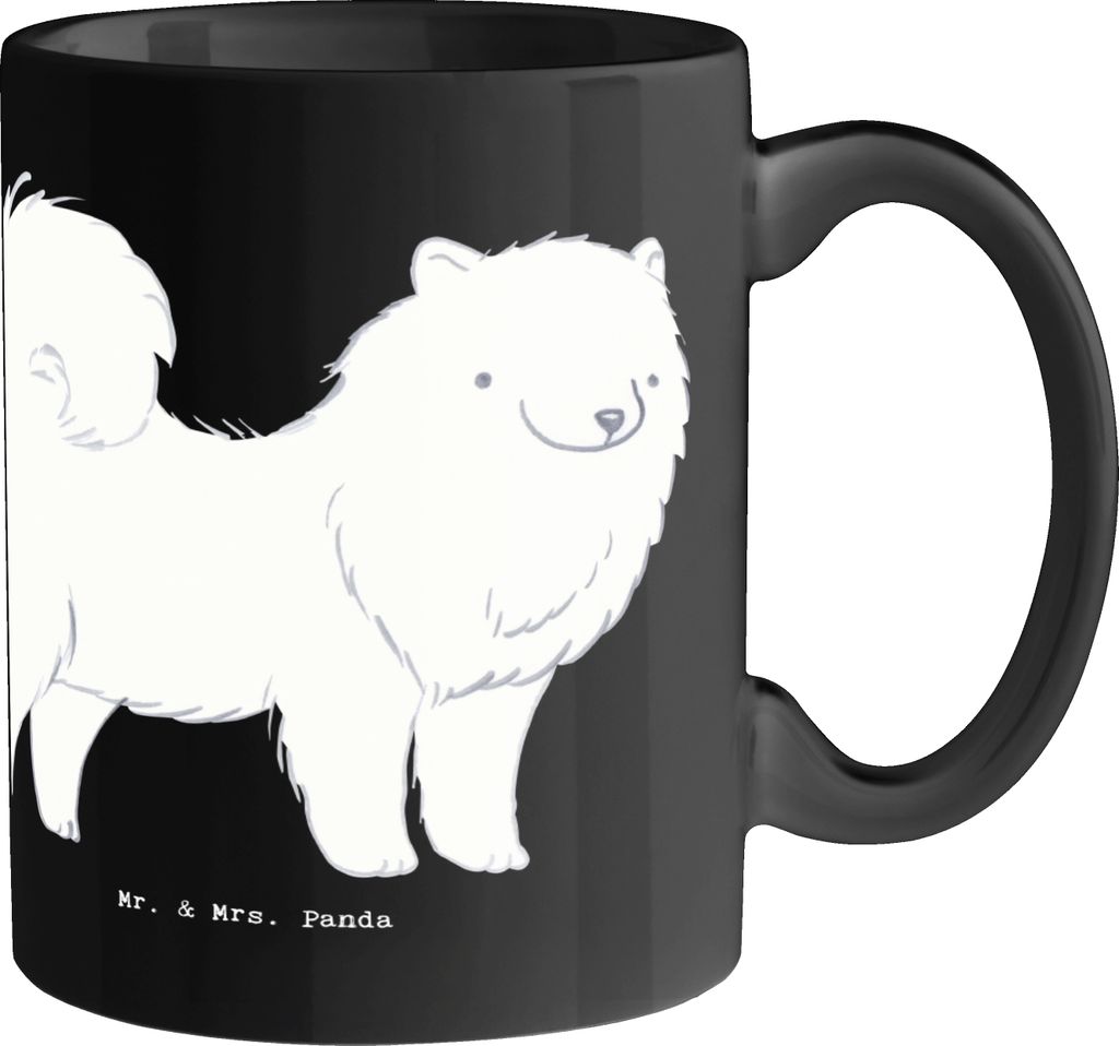 Mr. & Mrs. Panda Tasse Samojede Licht - Schwarz - Geschenk, Kaffeetasse, intelligente Hunde, Kaffeebecher, regelmäßiges Bürsten, Hunderassen Cha...