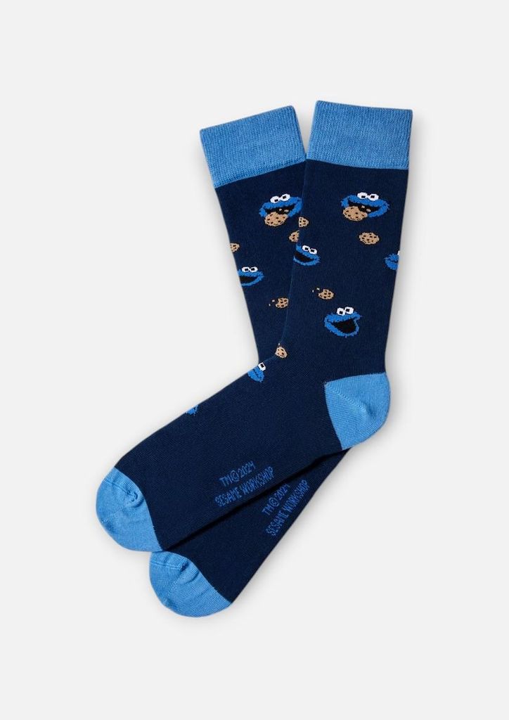 BeSocks Bio-Baumwollsocken - Krümelmonster, Farbe blau, Größe 36-40