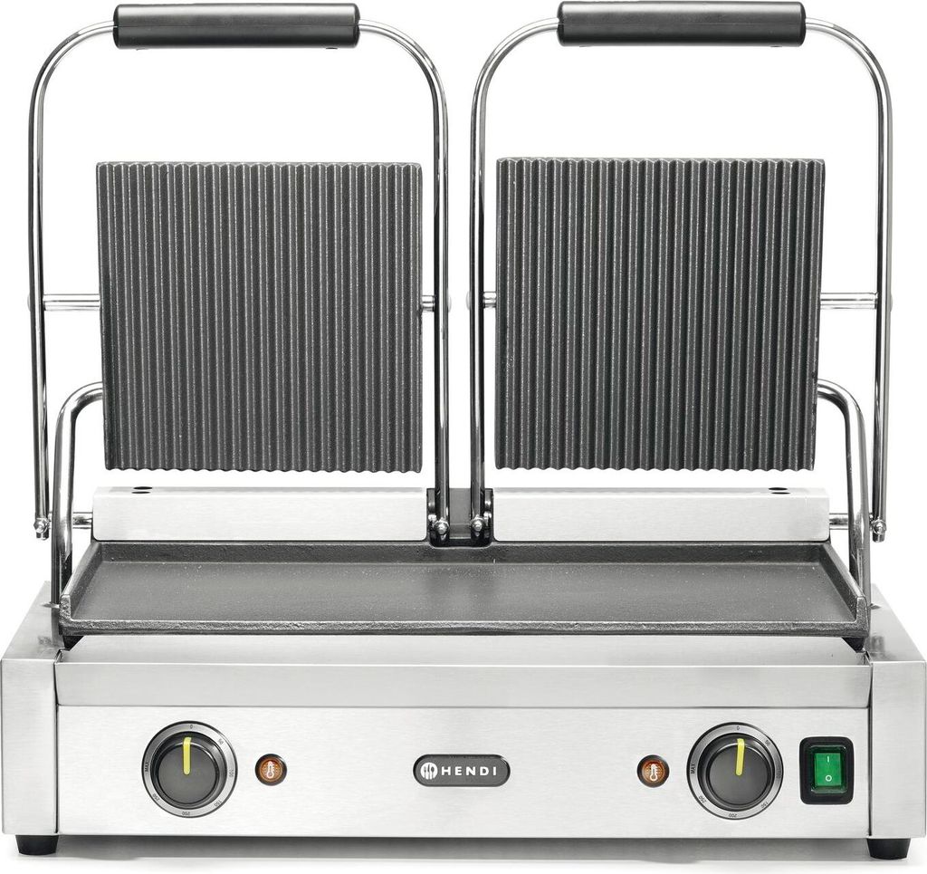 Kontaktgrill - Doppel oben gerillt, unten glatt, Länge: 660 mm, Breite: 435 mm