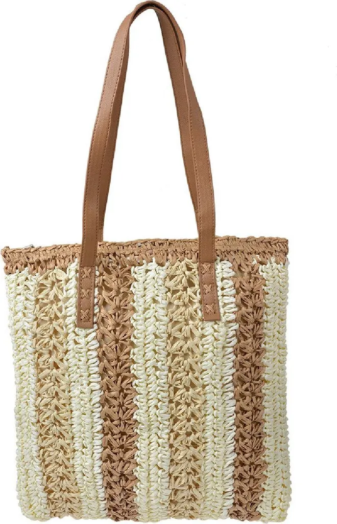 Sac de plage Juleeze JZBG0302 Beige et Marron Synthétique 36x40 cm