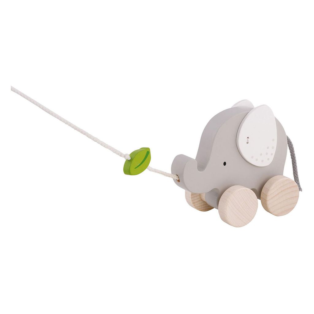 goki Ziehtier Elefant mit Blatt Produktbild 