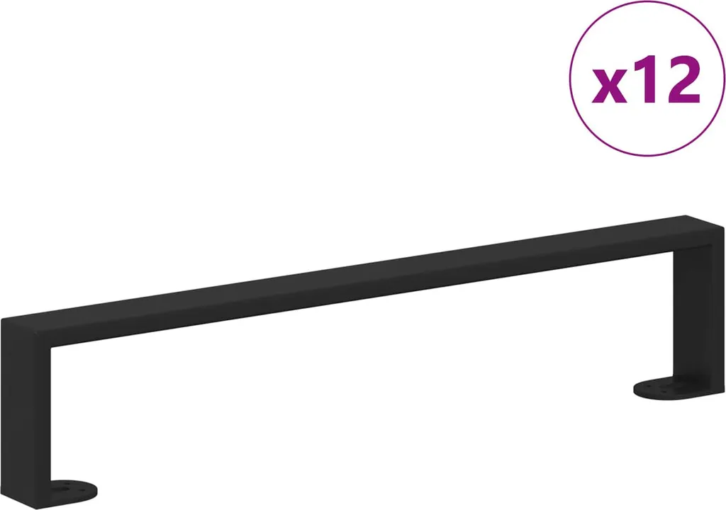 Set 12 Piedini vidaXL Ferro Nero per Mobili Moderni - 48x4x100 mm
