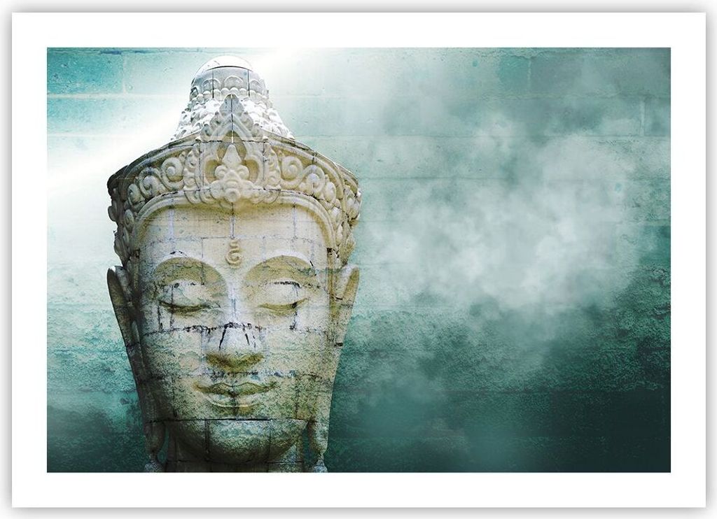 Poster - Poster ohne Rahmen - Buddha Grafik Türkis - 70x50 cm - Wand Bild - Wanddeko - Wandbilder - Kunstposter - Wandposter - Bilder - Kunstdruck...