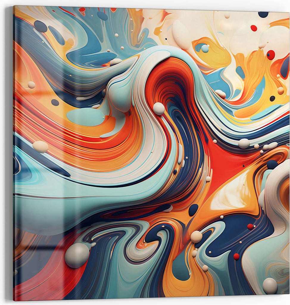 DEQORI Magnettafel Glas 50x50 cm 'Fluides Echo' beschreibbar Whiteboard Pinnwand Küche