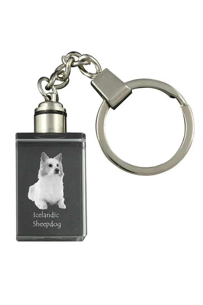 Regalo Pastore Islandese: Portachiavi Cristallo LED Art-Dog Originale