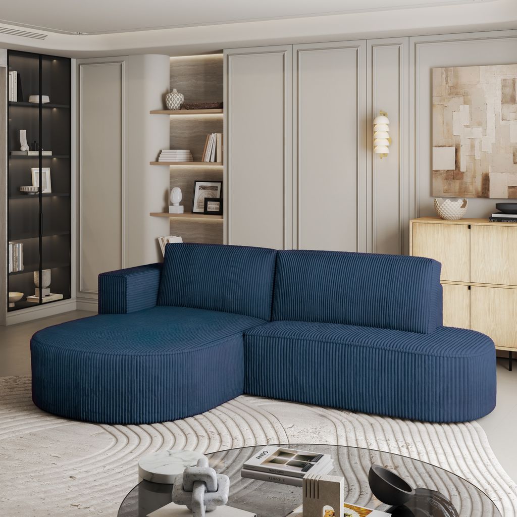 Masseno Ecksofa CORTIO P L-S mit Schlaffunktion L-Form, Sofa mit Bettkasten, Wohnzimmersofa, Couch, Soffa, Bettsofa, Couchgarnitur- Blau, POSO 05