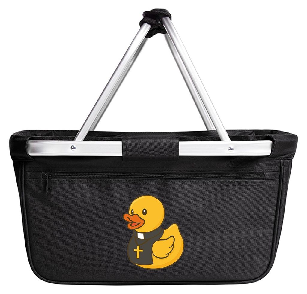 Huuraa Einkaufskorb Quietscheente Pfarrer Comic Gummiente 20 Liter Black faltbarer Tragekorb Geschenkidee