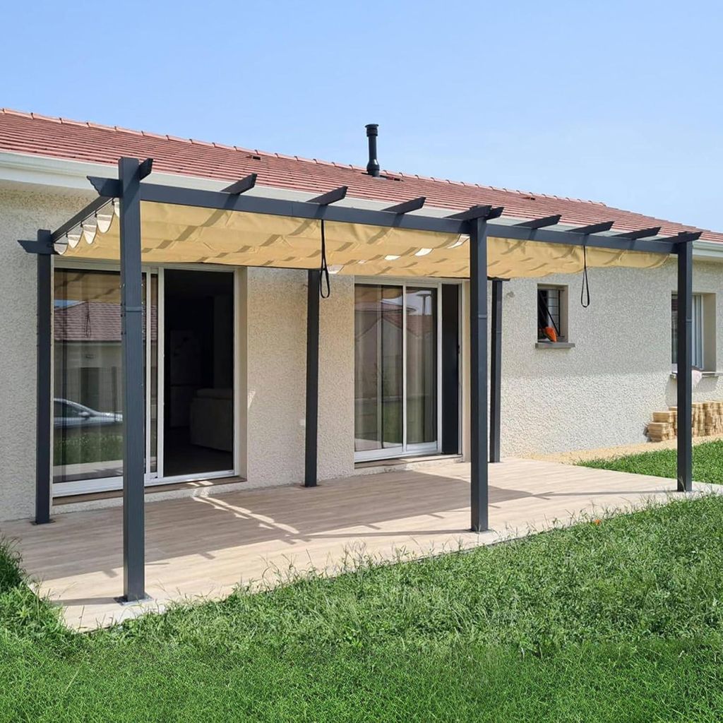 PURPLE LEAF Aluminium Pergola 3 x 5.5 m Wasserdicht Stabil Produktbild 