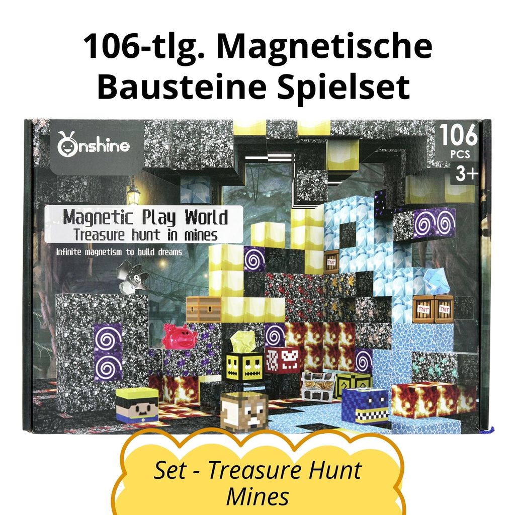106-tlg. Magnetische Bausteine Spielset - Treasure Hunt Mines - Montessori STEM Spielzeug für Kinder