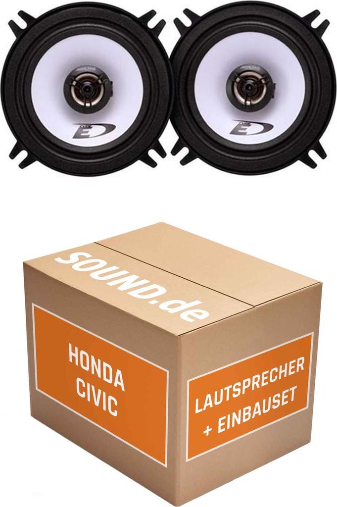 Lautsprecher Boxen Einbaupaket Front Alpine SXE-1325S passend für Honda Civic 6. Generation | 2x Tief-Mitteltöner mit integriertem Hochtöner 200...