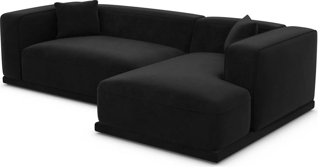 Samtstoff L-Form Sofa Diora Schwarz Rechts