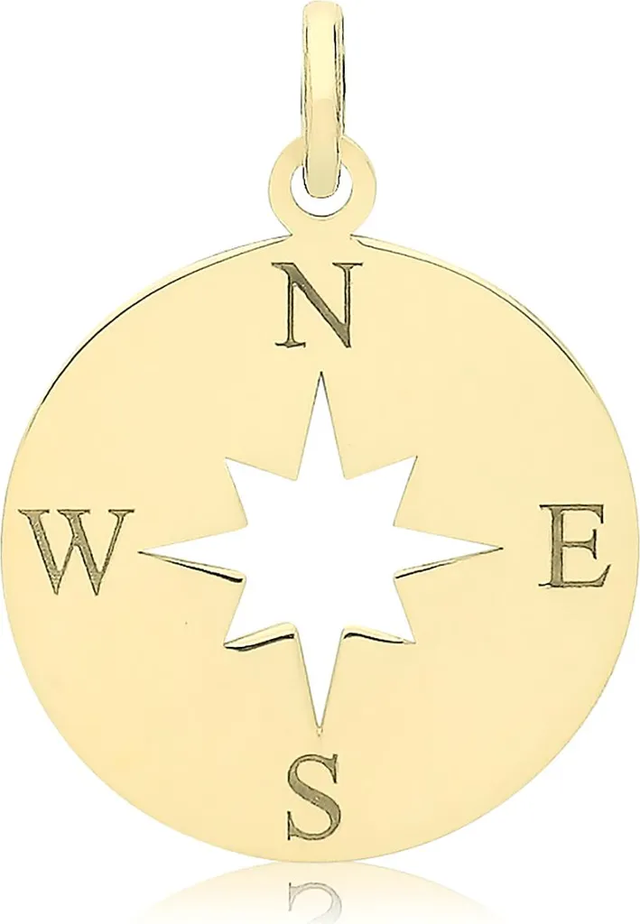 Pendentif boussole or 375/1000 durable - Bijou femme anti-ternissement