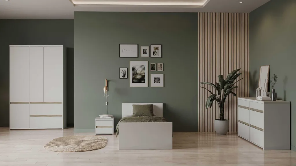 Commode bicolore 6 tiroirs CLYDE en chêne kronberg et blanc moderne - 13