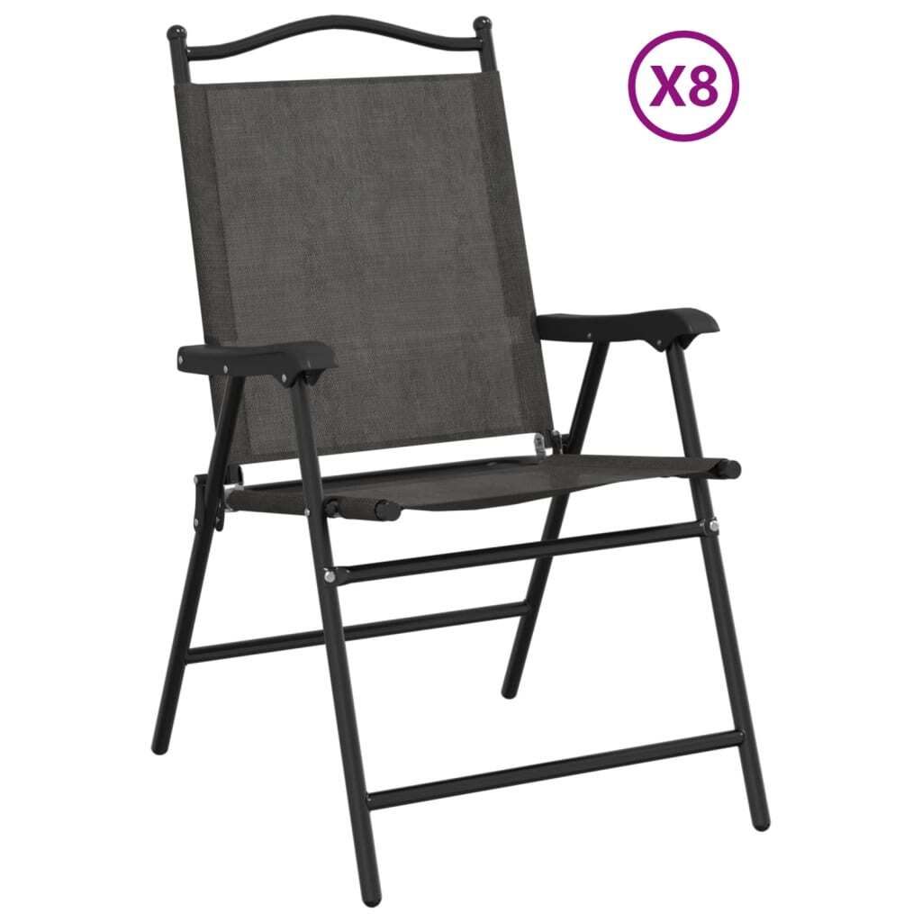 "WINTER SALE"Stuhl Terrasse - Klappbare Gartenstühle 8er set - Balkonmöbel - Campingstuhl elegantes Design - Graumeliert Stahl und Textilene - 57...