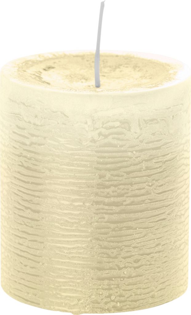 Rustic Stumpenkerze 140 x 100 mm (H x Ø), Farbe Bisquit (Beige), mit ASF zum Abbrandschutz, durchgefärbte Stumpenkerzen in rustikaler Optik, geei...