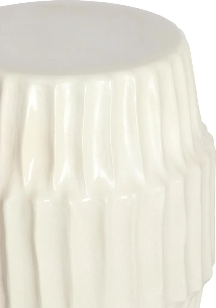 Bout de canapé blanc mat en céramique ISILI Ø40x52 cm guéridon chic - 2
