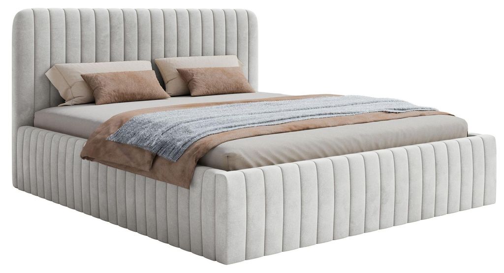 Selsey SALIANO - Polsterbett mit Samtbezug und Stauraum, Taubengrau, 160x200 cm