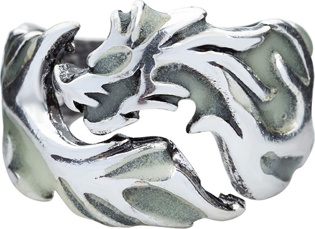 Im Dunkeln leuchtender Herrenring, cooler Persönlichkeitsring mit fliegendem Drachen für die Bar-Grün,US 10