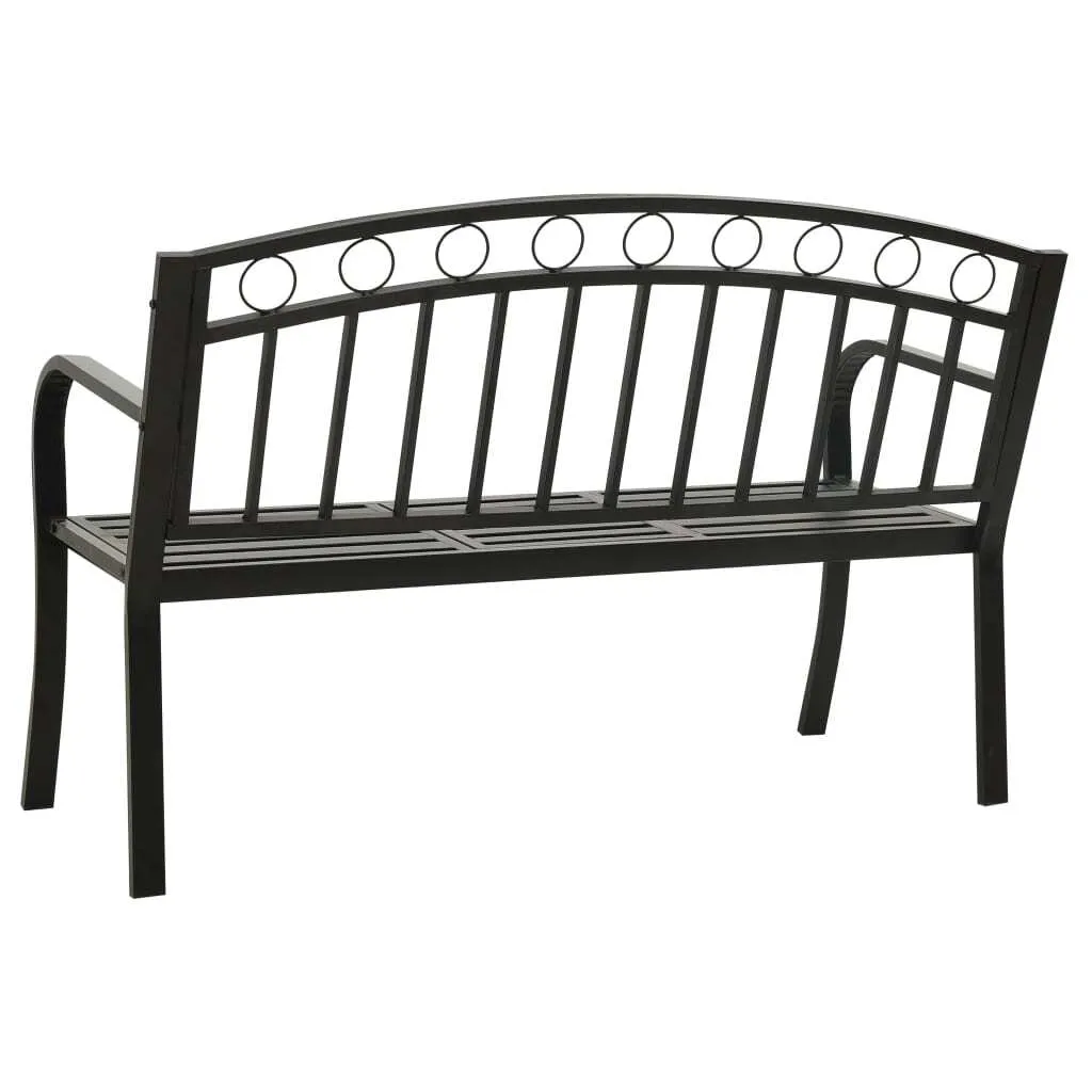 Banc d'extérieur 120 cm noir acier avec table centrale - Style Moderne