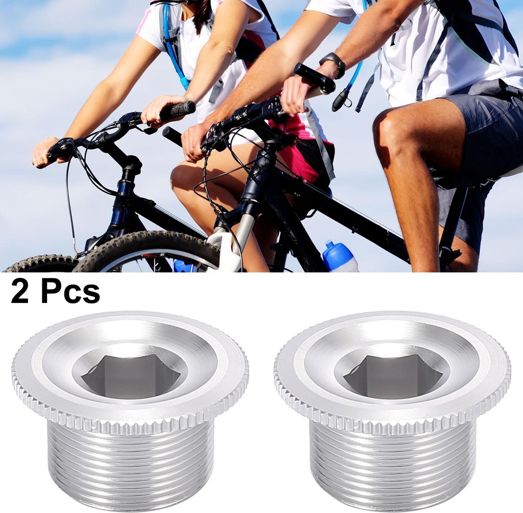 2 Stück Fahrrad-Kurbelkappe, Fahrradwellen-Achsenschraube, Kurbelschrauben Platte, Fahrrad-Kurbelgarnitur Schraubkappe Silber passend für 20 mm K...