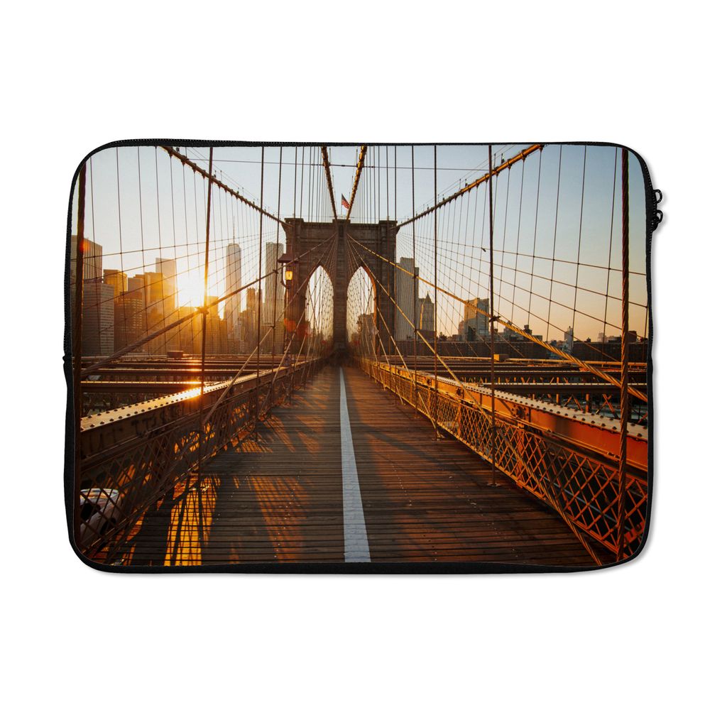 MuchoWow Laptop Hülle 13 Zoll Brooklyn Bridge in New York bei Sonnenuntergang Laptoptasche - Laptophülle - Sleeve - Rundumschutz