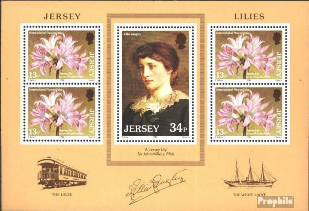 Briefmarken GB - Jersey 1986 Mi Block4 (kompl.Ausg.) gestempelt Lilien