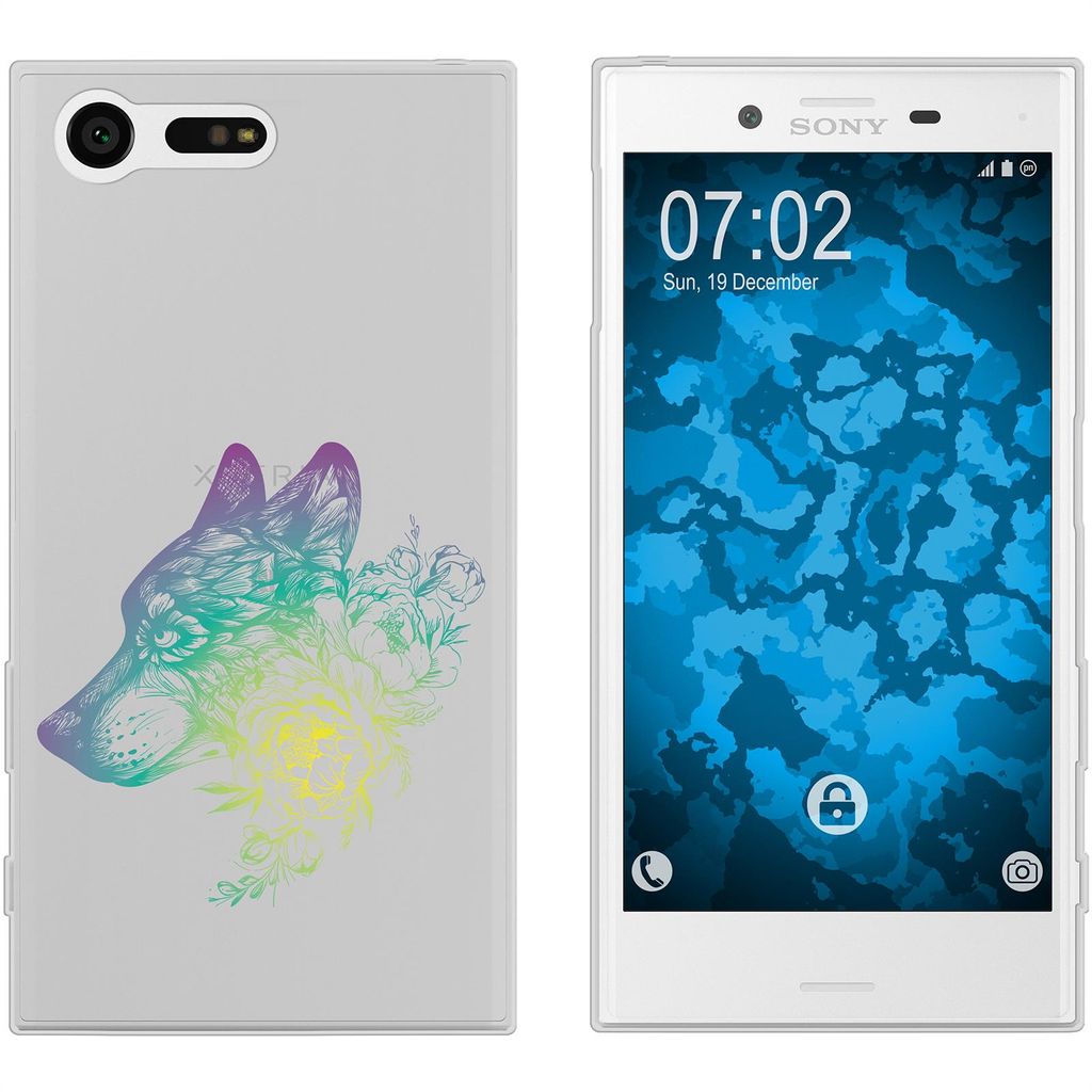 PhoneNatic Case kompatibel mit Sony Xperia X Compact Silikon-Hülle Floral Wolf M3-4