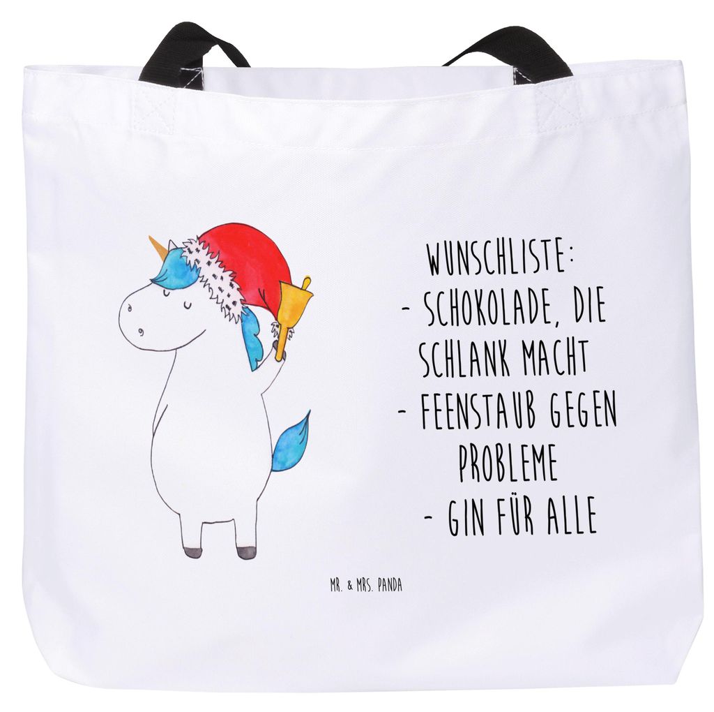 Mr. & Mrs. Panda Schultasche Einhorn Weihnachtsmann - Weiß - Geschenk, Tasche, Unicorn, Tragetasche, Weihnachten, Reisetasche, Gin, Einhörner, St...