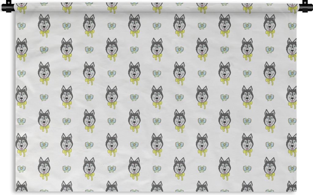 MuchoWow Wandteppich Wandbehang Husky - Hund - Winter - Design 150x100 cm Tapisserie Dekoration Wandtuch - Waschbar - Tapisserien - Wand-Decke