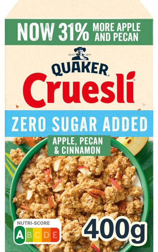 Quaker Zero Sugar Fiocchi d'avena con mele, noci pecan e Immagine del prodotto 