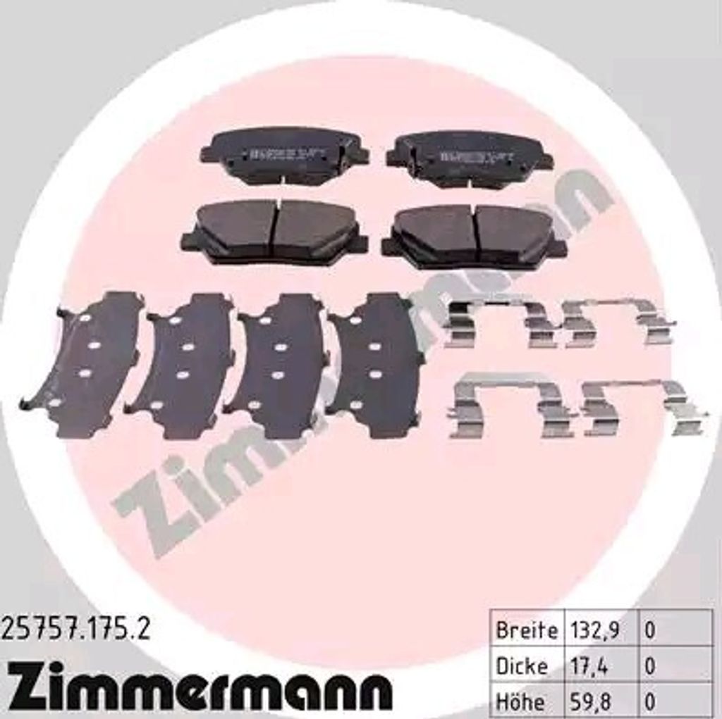 ZIMMERMANN 25757.175.2 - Bremsbeläge für Carens IV