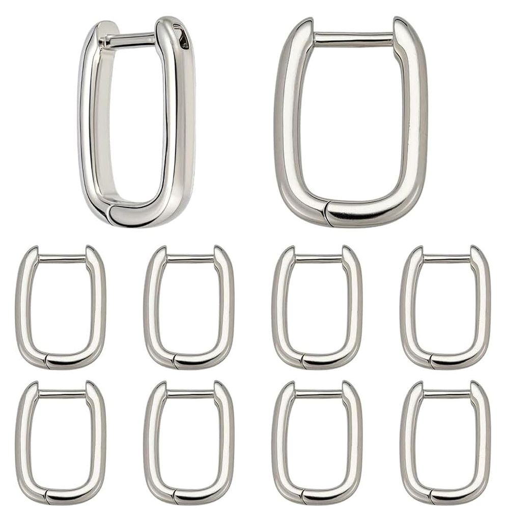 10 Paar Huggie Creolen aus Messing Metall Ohrhaken 15,5x11,5x2mm Platin Dicke Leverback Ohrdraht für die Schmuckherstellung
