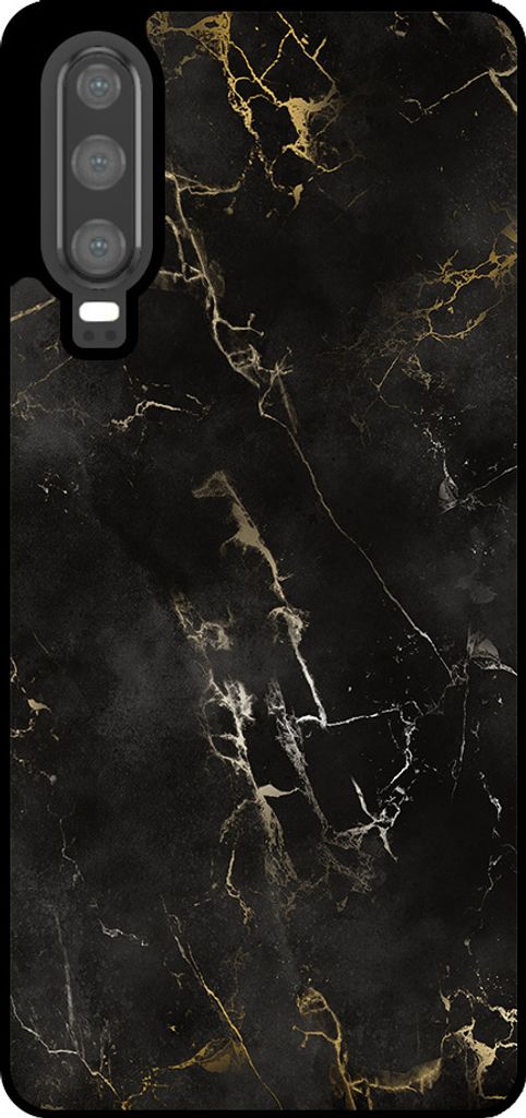 Smartphonica Phone Case Fit für Huawei P30 mit Marmor-Druck - TPU zurück Abdeckung Fall schwarz Marmor-Design - Schwarz