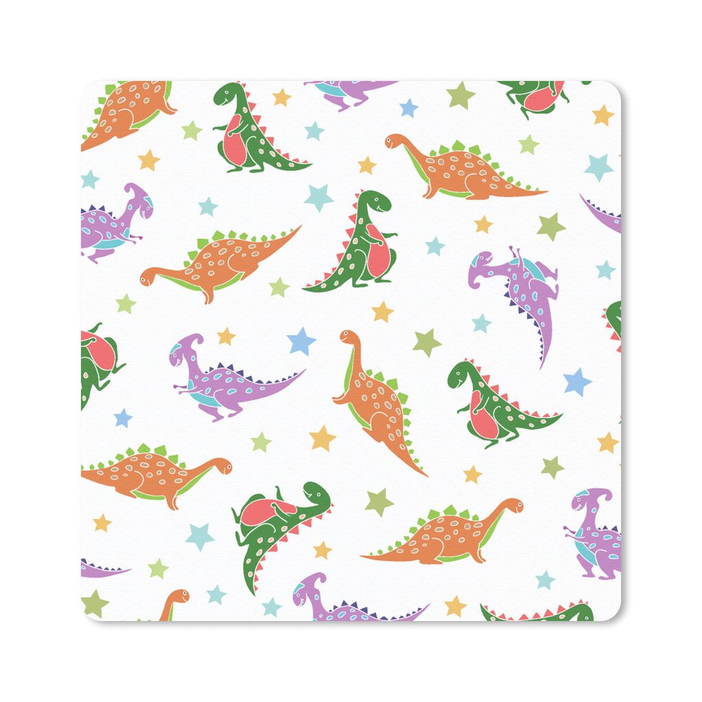 MuchoWow Mauspad Mousepad Dino - Muster - Sterne - Jungen - Mädchen - Kinder - Kinder 20x20 cm - Mousepads - Maus Mat - Pad - Mausunterlage - De...