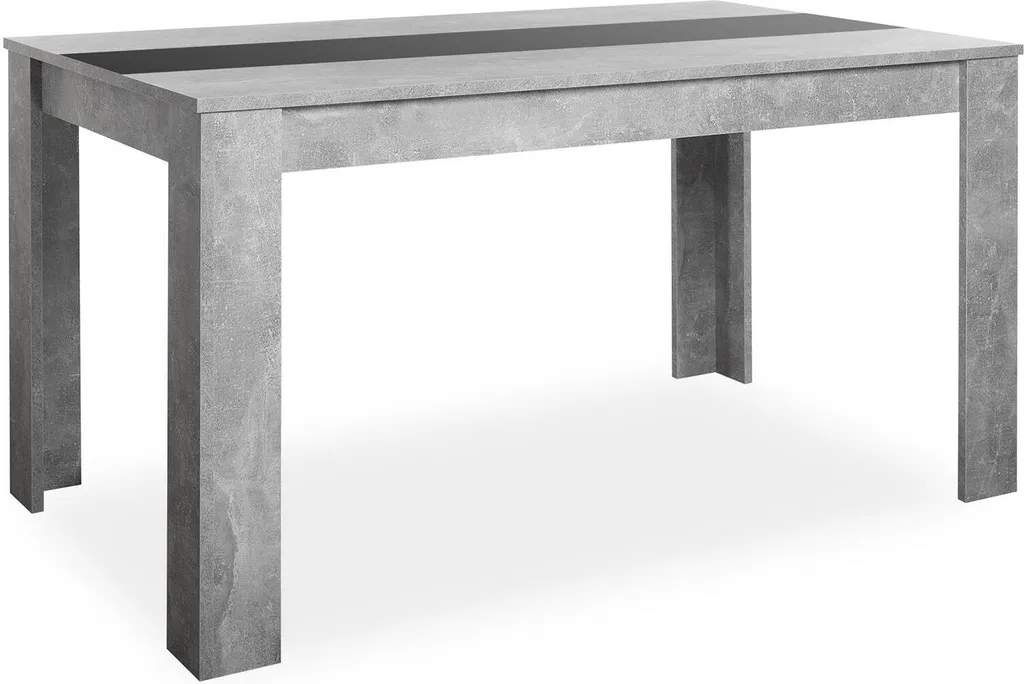 Grande table de repas 6 personnes Naperville décor béton 138x80 cm