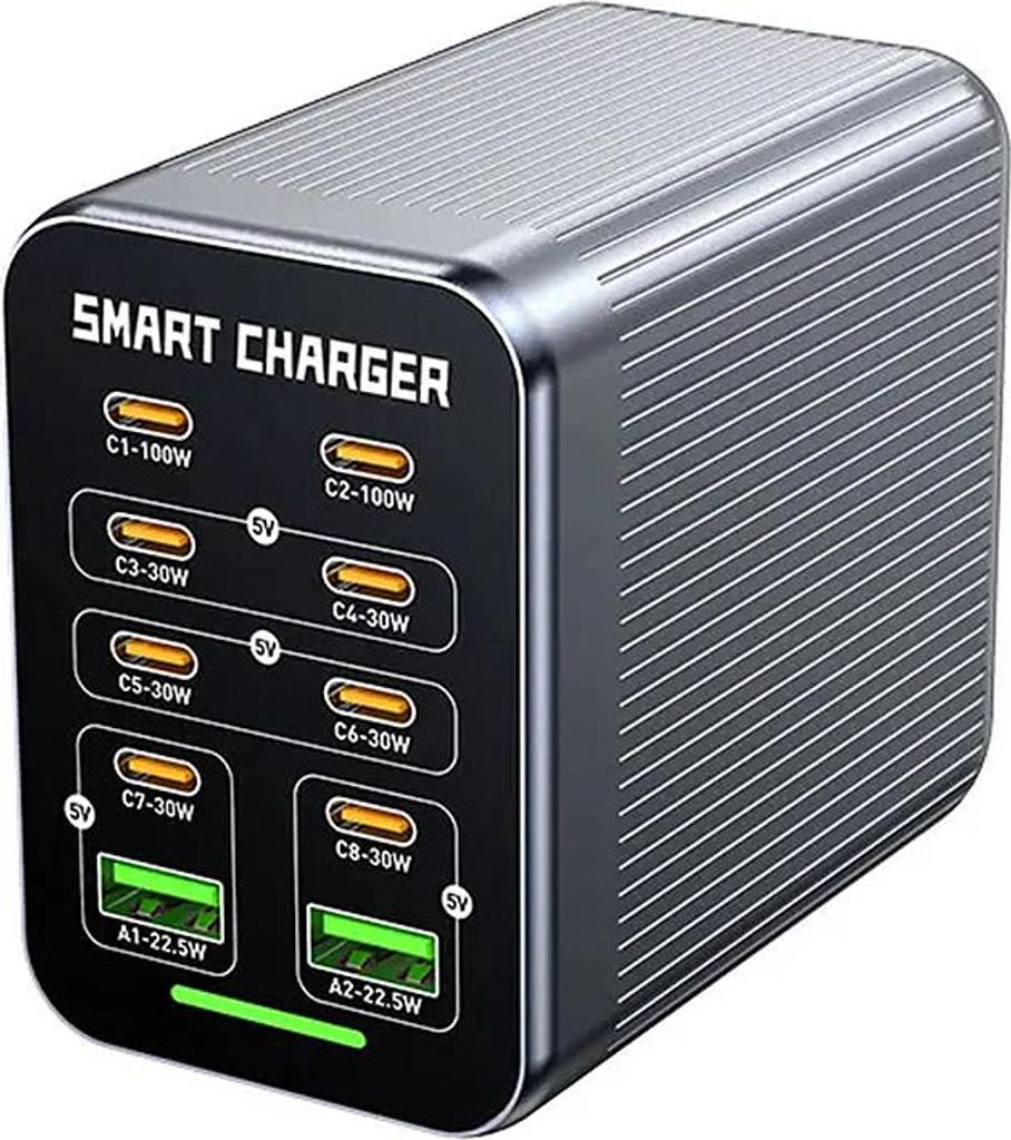 425W GaN USB-C Ladegerät 10-Port Desktop Ladestation 8×USB-C + 2×USB-A PD3.0 QC PPS Schnellladegerät für iPhone Huawei Xiaomi OPPO VIVO EU-Ste...