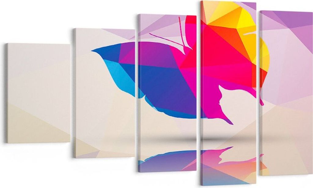 Bild auf Leinwand - Leinwandbild - Schmetterling Illustration Grafik - 100x60cm - Wand Bild - Wanddeko - Leinwanddruck - Bilder - Kunstdruck - Lein...