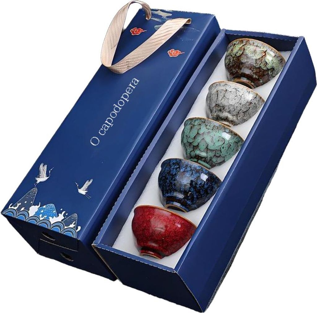 einnenffer 5-teiliges chinesisches Teeservice, Keramik-Teekanne mit gestalteter Geschenkbox, Teetassen-Set, Geschenke zum Ausdruck von Gedanken