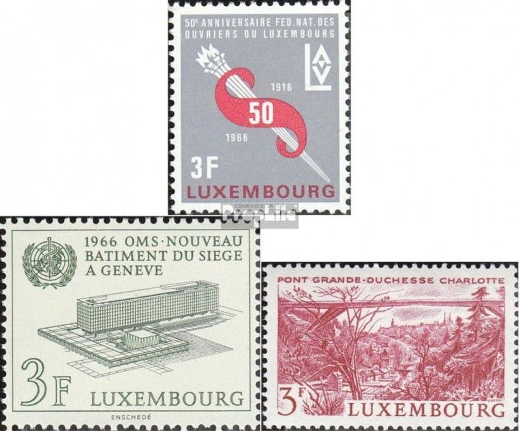Briefmarken Luxemburg 1966 Mi 723,724,737 (kompl.Ausg.) postfrisch Gewerkschaft